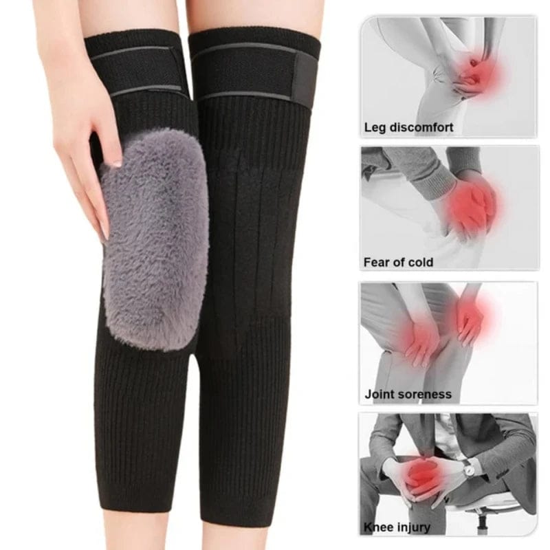 2 PCs Adjustable Cashmere Wool Knee Warmer -30⁰ Warm Knee Pads with Straps