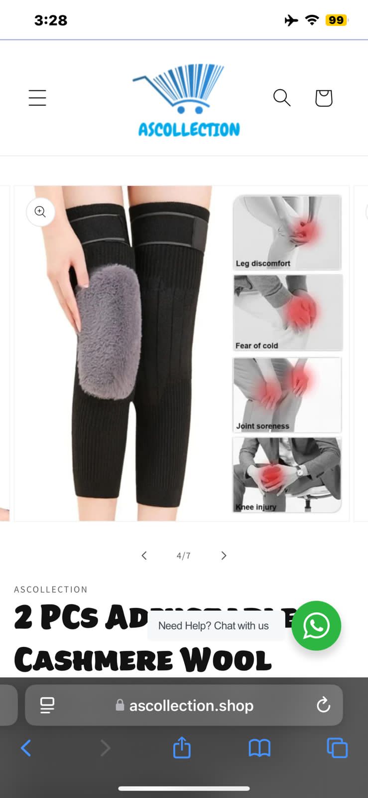 2 PCs Adjustable Cashmere Wool Knee Warmer -30⁰ Warm Knee Pads with Straps